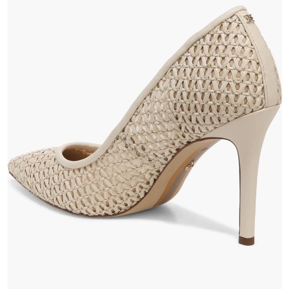 Sam Edelman Women Hazel Pointed Toe Pump Ivory Raffia - Picture 2 of 9